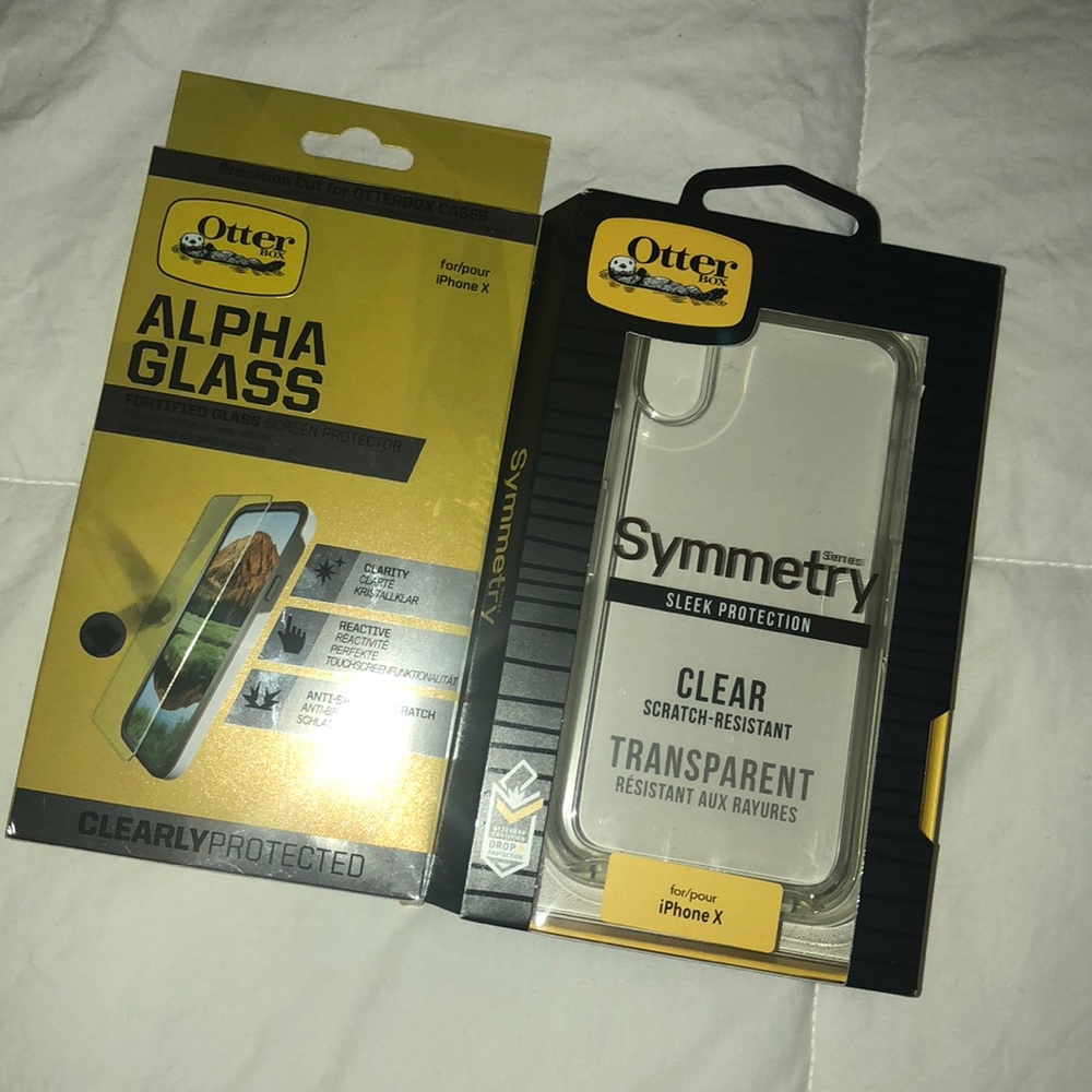 OtterBox clear case and alpha glass
